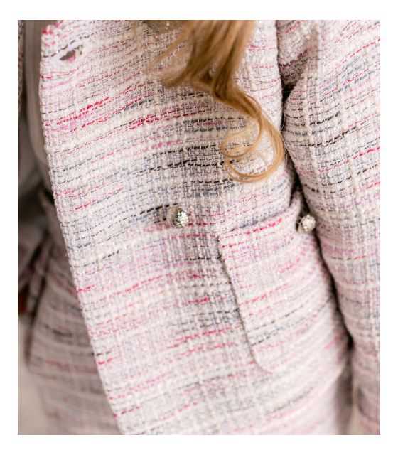Tweed bolerko dla dziewczynki pudrowy róż