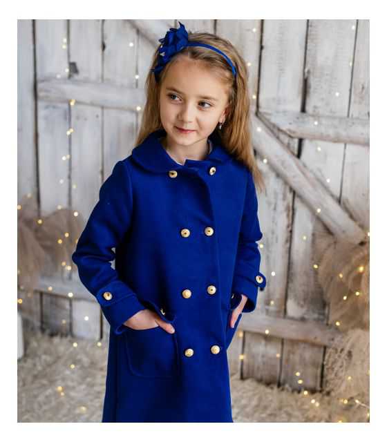 Modny granatowy płaszcz dla dziewczynki