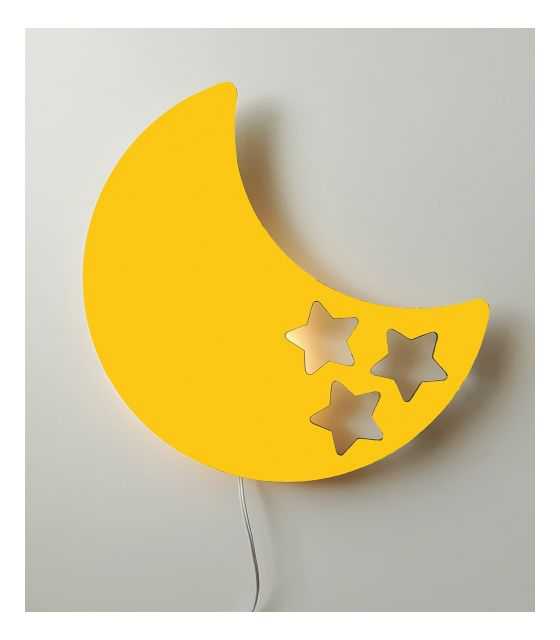 Drewniana lampka nocna - księżyc BOB żółta