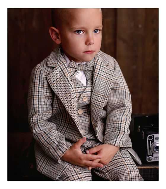 Classic beżowy garnitur dla chłopca 3-częściowy 