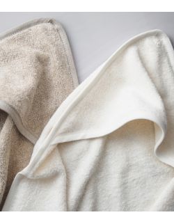 lniany ręcznik frotte z kapturkiem | creamy white