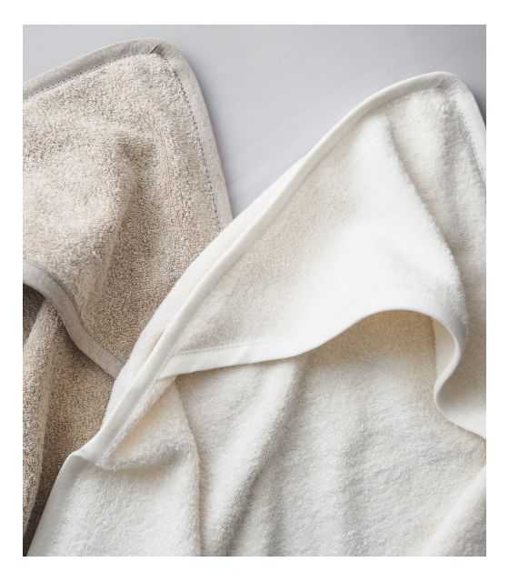 lniany ręcznik frotte z kapturkiem | creamy white