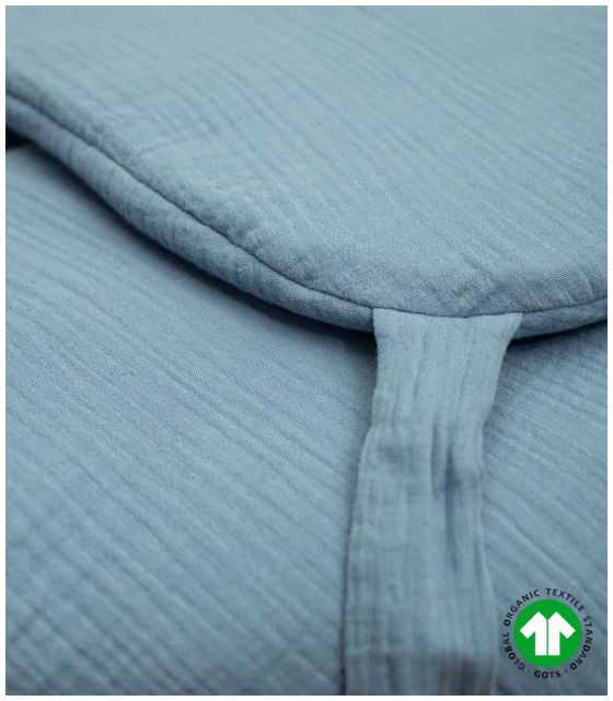 Rożek muślinowy bawełna organiczna + poduszka kolor jeans niebieski MULINEK