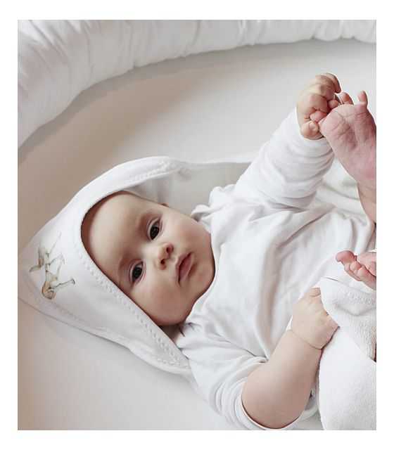 Ręcznik niemowlęcy Premium z kapturkiem Fawn Biały 80x80 cm