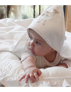 Ręcznik niemowlęcy Premium z kapturkiem Fawn Waniliowy 80x80 cm