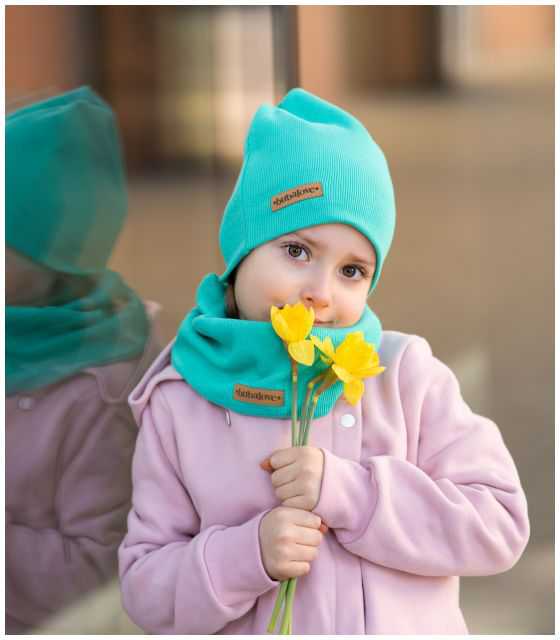 Dziecięca czapka i komin wiosenno jesienna-neozieleń