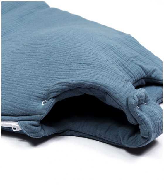 Śpiworek dla noworodka muślinowy z 100% bawełny organicznej GOTS 0-12 mc TOG 1 letni jeansowy MULINEK