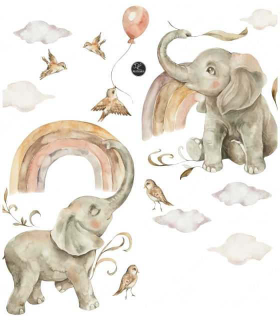 Pastelowe słonie I 