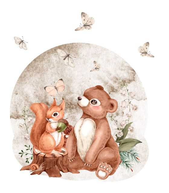 Mieszkańcy lasu - Miś i wiewiórka