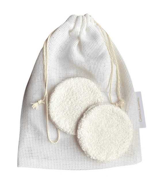 Wielorazowe płatki kosmetyczne peelingujące Care Pads - zestaw 4 szt. z woreczkiem do prania Waniliowe