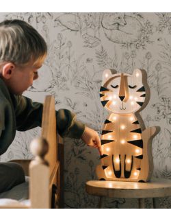 Drewniana lampka Tygrys - widoczne drewno
