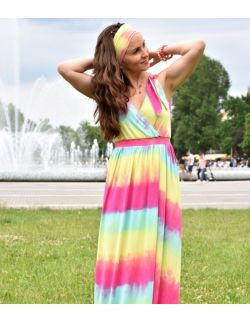 Sukienka maxi z wiązanymi ramiączkami - RAINBOW