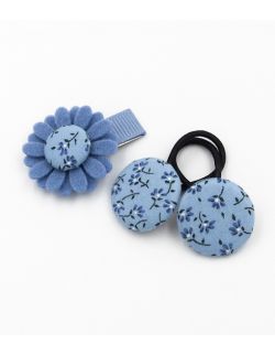 Komplet do włosów gumeczki i spineczka kwiatek Blue Little Flowers