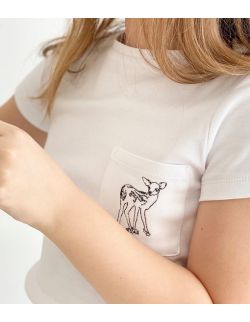 Biały T-shirt dziecięcy Premium z haftem Sarenka