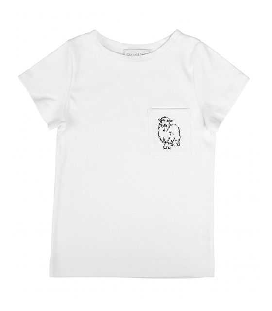 Biały T-shirt dziecięcy Premium z haftem Owieczka