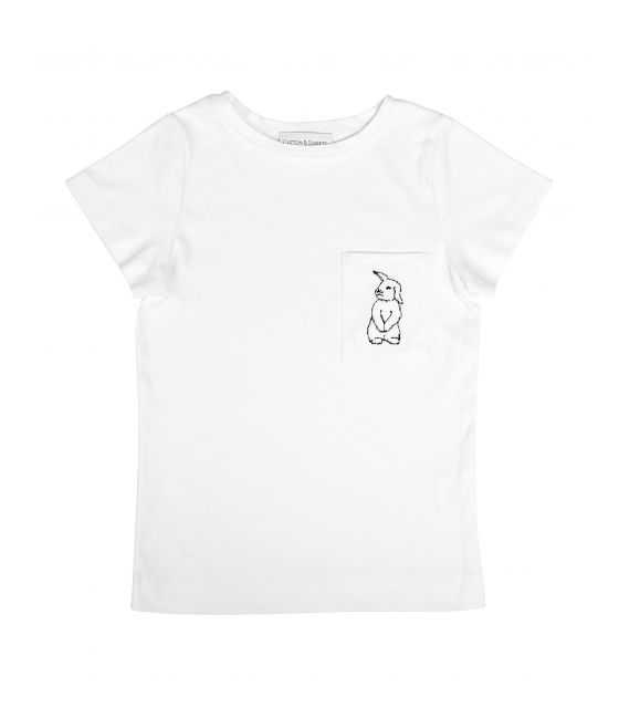 Biały T-shirt dziecięcy Premium z haftem Króliczek