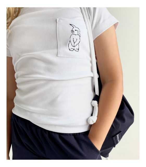 Biały T-shirt dziecięcy Premium z haftem Króliczek
