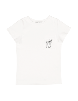 Ecru T-shirt dziecięcy Premium z haftem Sarenka