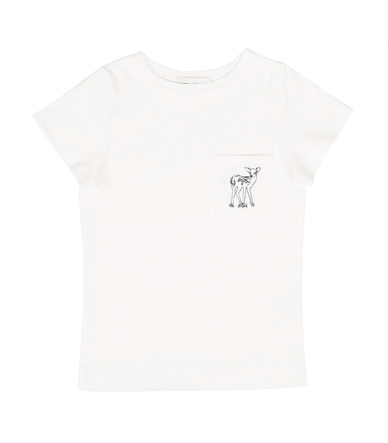 Ecru T-shirt dziecięcy Premium z haftem Sarenka