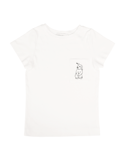 Ecru T-shirt dziecięcy Premium z haftem Króliczek