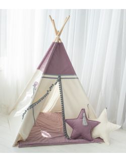  Namiot tipi Pink Velvet - tipi z matą i poduszkami 