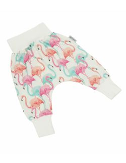 Spodnie dla niemowlaka flamingi na ecru