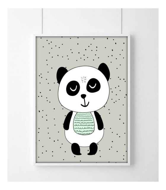 Plakat Panda szaro-miętowa A3