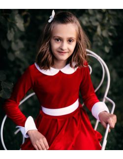 Eliza welurowa sukienka czerwona dla dziewczynki