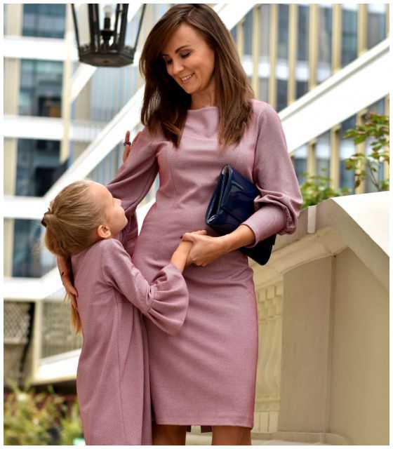 Sukienki dla mamy i córki Królewska Perła Maroon Pink opcja karmienia piersią 