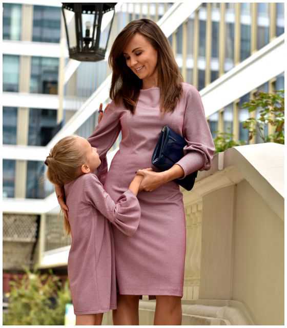 Sukienki dla mamy i córki Królewska Perła Maroon Pink 