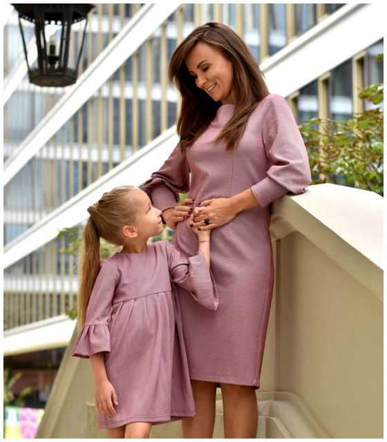 Sukienki dla mamy i córki Królewska Perła Maroon Pink 