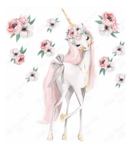 Jednorożec, pastelowe kwiaty, unicorn 
