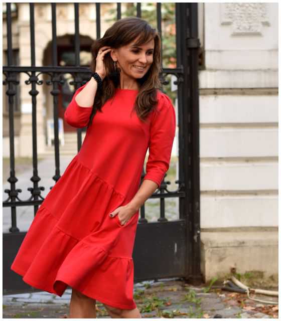 czerwona sukienka damska - KOLEKCJA FRILLS COLOURS