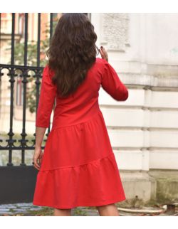 czerwona sukienka damska - KOLEKCJA FRILLS COLOURS