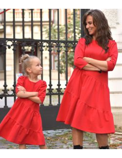 czerwone sukienki dla mamy i córki - FRILLS COLOURS