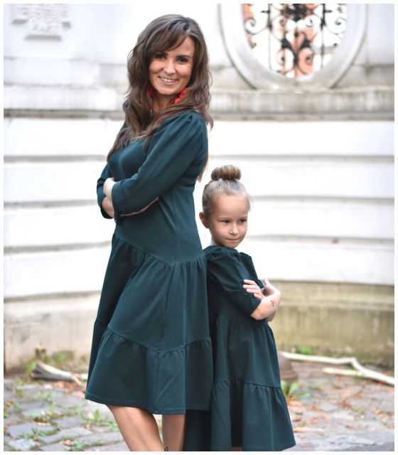 zielone sukienki dla mamy i córki - FRILLS COLOURS