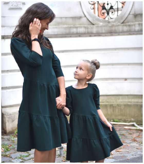 zielone sukienki dla mamy i córki - FRILLS COLOURS