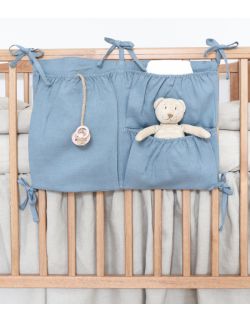 Lniany organizer na łóżeczko blue