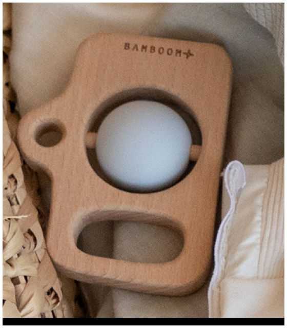 Aparat zabawka drewno&silikon niebieski 4m+ BAMBOOM