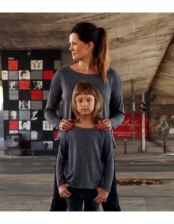 Sweter pudełkowy ZESTAW Mama i Córka szary/granatowy