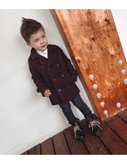 Claret elegancki płaszcz wełniany dla chłopca