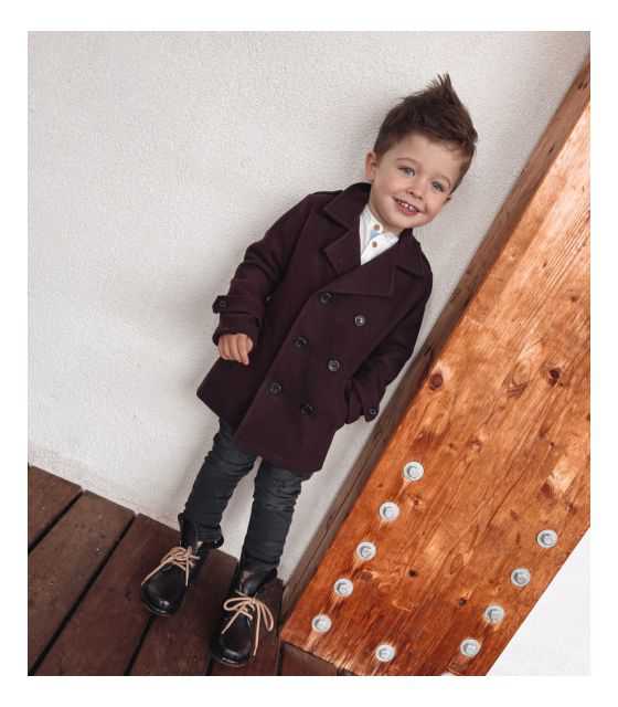 Claret elegancki płaszcz wełniany dla chłopca