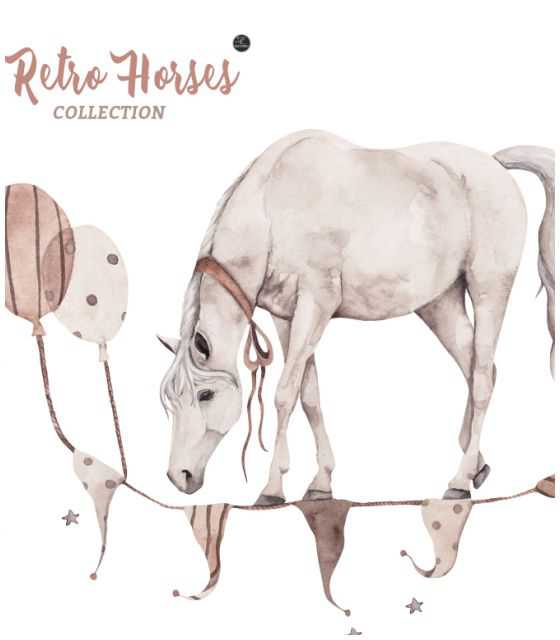 Retro Horses collection DK020 Wzór 1 | Naklejka na ścianę dla dzieci 
