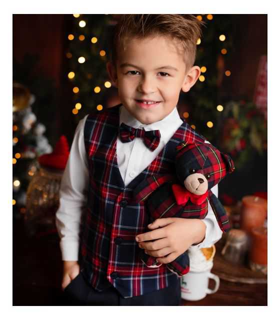Rosso elegancka kamizelka dla chłopca w kratę