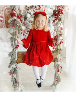 Star czerwona sukienka świąteczna dla dziewczynki 