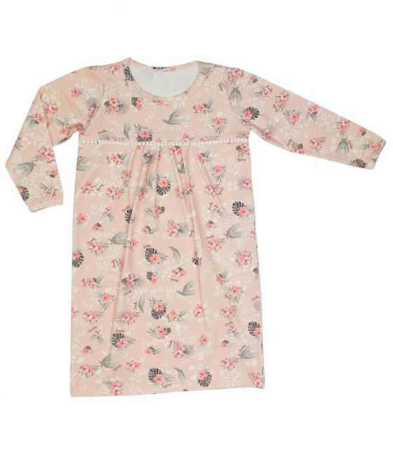 Piżamka dziewczęca LINDORA koszula nocna Brzoskwiniowy Hibiskus