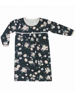 Piżamka dziewczęca LINDORA koszula nocna granatowa flora