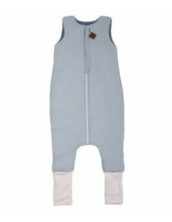 Hi Little One - ocieplany śpiworek dwustronny piżamka z nogawkami SLIM BAG BABY BLUE/JEANS roz S