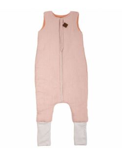 Hi Little One - ocieplany śpiworek dwustronny piżamka z nogawkami z organicznej BIO bawełny muślin BLUSH/SALMON roz M