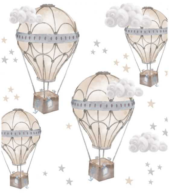 Beżowe balony, chmurki, gwiazdki